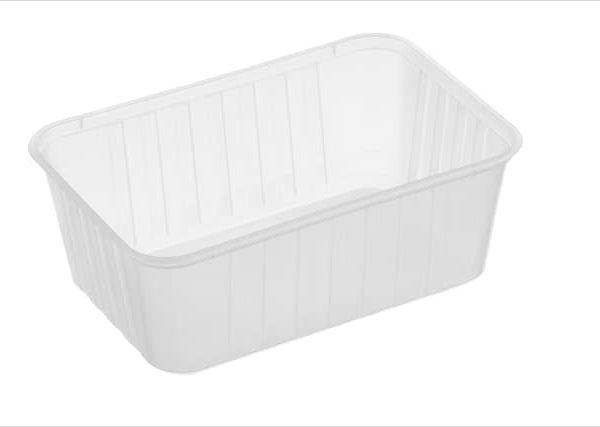 1000ml Ribbed Rectangular Container Natural