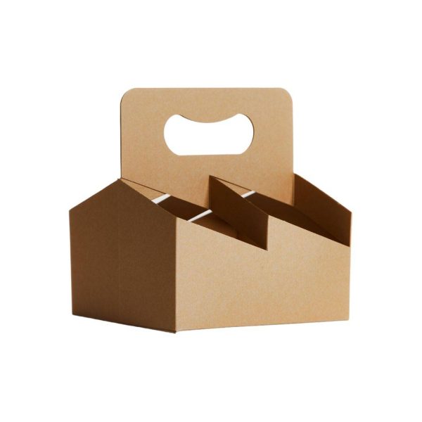 4 Cup Kraft Carry Tray with Handle
