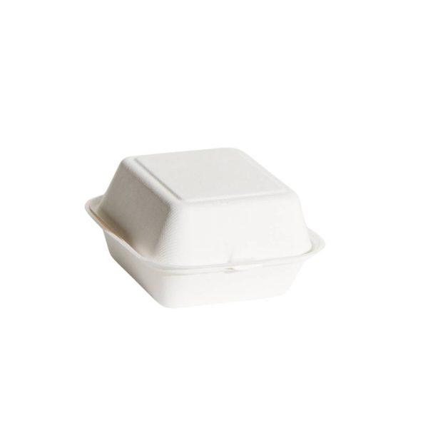 Burger 6x6x3 Sugarcane Clamshell White