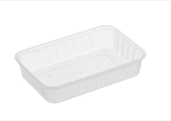 500ml Ribbed Rectangular Container Natural