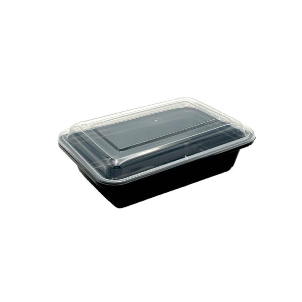 1000ml Tamper Evident Rectangular Food Container Black Base & Lid