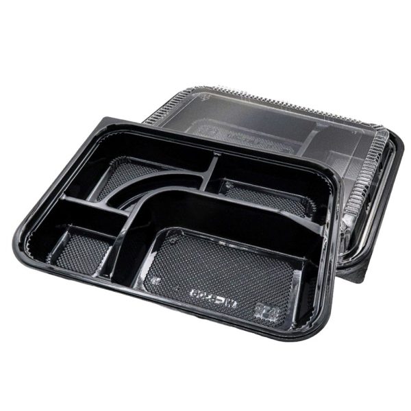 Black 5 Compartment Container and Lid