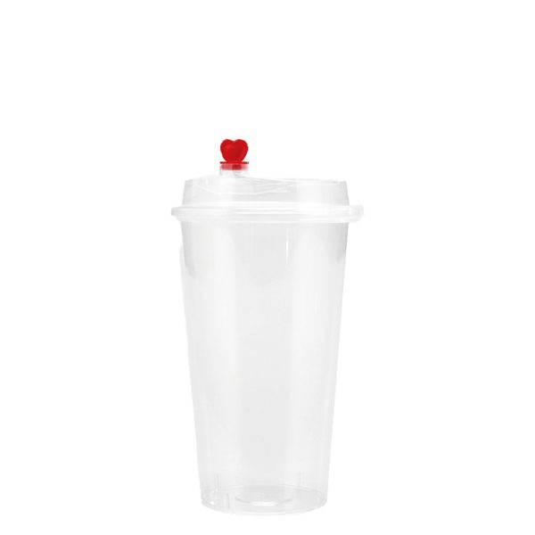 90mm Clear Bubble Tea Cup Lid with Red Heart