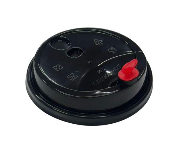 90mm Black Bubble Tea Cup Lid with Red Heart