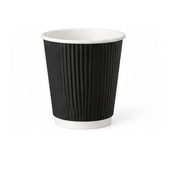 12oz Black Triple Ripple Coffee Cup